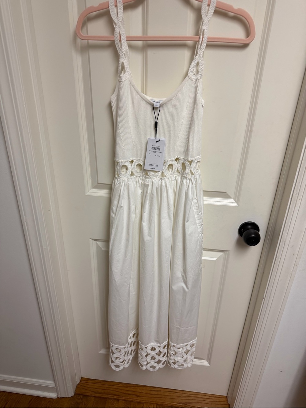 Reiss Rita Rib-Knit Woven Mix Cut-Out Midi Dress Size Small - Picture 10 of 10